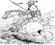 Printable Native American on Horse coloring pages
