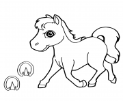 Printable paw print with horse kid coloring pages