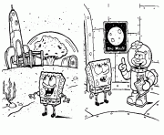 Printable Sponge Bob on the moon coloring pages