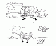 Printable Sponge bob playing with bubble coloring pages