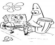 Printable spongebob and patricks play music coloring pages