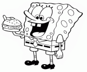 Printable spongebob loves burger coloring pages