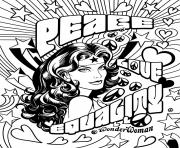 Printable my girl power peace love equality by Sarah Parvis coloring pages