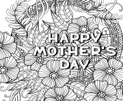 Printable happy mothers day for adult zentangle coloring pages