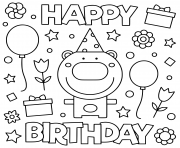 Printable happy birthday kids fun balloon coloring pages