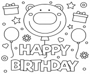Printable happy birthday smile kids illustration  coloring pages
