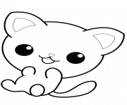 Printable kawaii kitty cat coloring pages
