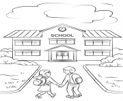 Printable boy and girl going to school coloring pages