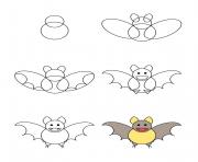 Printable how to draw bat coloring pages