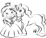 Printable princess with unicorn coloring pages