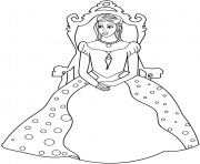Printable princess sitting on throne coloring pages