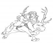 Printable Kristoff true outdoorsman with his best friend Sven coloring pages