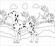 Printable dalmatian dog animal simple coloring pages