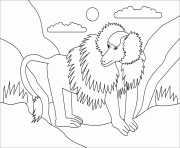 Printable baboon animal simple coloring pages