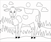 Printable cow animal simple coloring pages