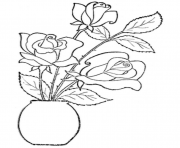 Printable rose flower in vase coloring pages