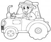Printable Thanksgiving boy on tractor coloring pages