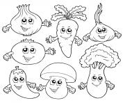 Printable cute food friends for kids coloring pages