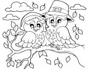 Printable pilgrim owls animal coloring pages