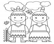 Printable Thanksgiving Native American Indians coloring pages