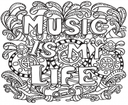 Printable music is my life coloring pages