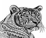 Printable mandala tiger adult animal coloring pages