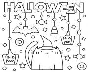 Printable halloween cat pumpkins stars kids coloring pages