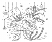 gift christmas with balls coloring pages