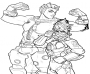 Printable overwatch zarya et tracer coloring pages