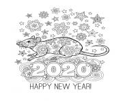 Printable 2020 new year zentangle inspired style zen coloring pages