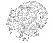 Printable turkey for thanksgiving day greeting adult zentangle coloring pages