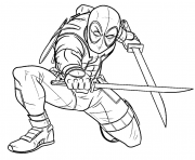 Printable deadpool ready to fight coloring pages
