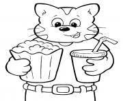 Printable Cat ready to watch movie Crayola coloring pages