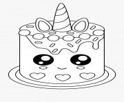Printable easy cake unicat coloring pages