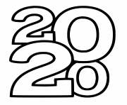 Printable Line Art New Year 2020 Numbers Only coloring pages