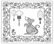 Printable Chinese New Year Symbols Year Rat 2020 to Color coloring pages