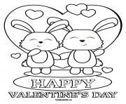 Printable happy valentines day bunnies coloring pages