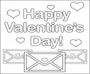Printable happy valentines day letters with hearts coloring pages