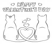 Printable Valentines Day Cats in Love coloring pages