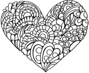 Printable zentangle heart for adult coloring pages