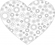 Printable heart with flowers coloring pages