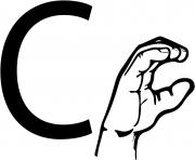 Printable asl sign language letter c coloring pages