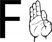 Printable asl sign language letter f coloring pages