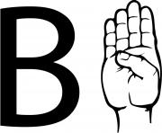 Printable asl sign language letter b coloring pages