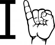 Printable asl sign language letter i coloring pages