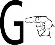 Printable asl sign language letter g coloring pages
