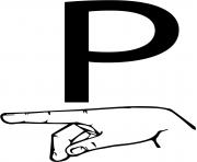 Printable asl sign language letter p coloring pages