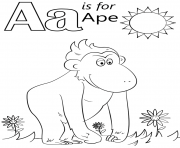 Printable letter a is for ape coloring pages