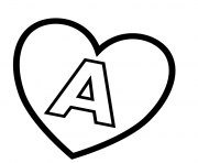 Printable letter a in heart coloring pages