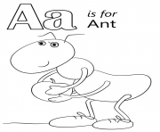 Printable letter a is for ant coloring pages